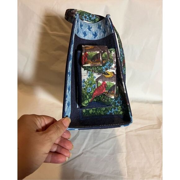 Vintage beaded cat birds small tote purse with a magnetic closure and phone pock - Picture 3 of 7